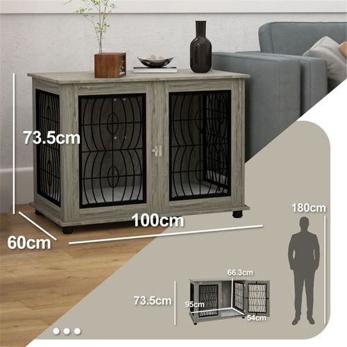 Chic Dog Crate & Side Table: Stylish Comfort for Your Large Pup