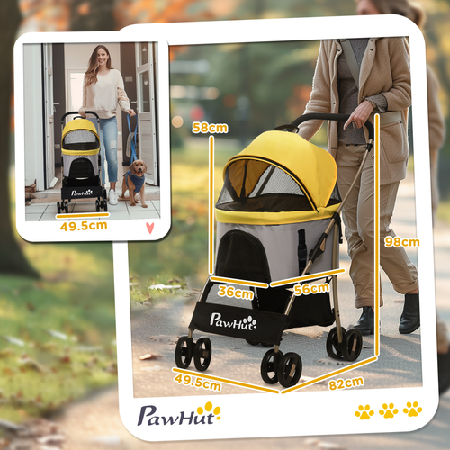 Versatile PawHut 3-in-1 Pet Stroller: Travel, Carry, and Car Seat - Yellow