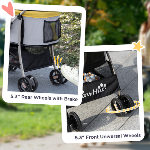 Versatile PawHut 3-in-1 Pet Stroller: Travel, Carry, and Car Seat - Yellow