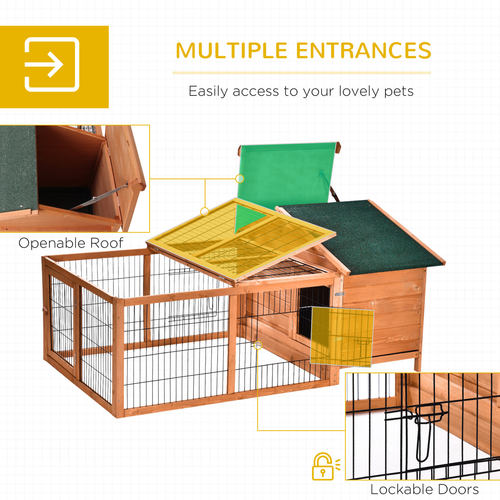 Ultimate Wooden Rabbit Hutch: Secure & Spacious with Detachable Run