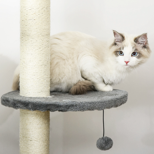 Deluxe Multi-Tier Cat Tree: Play, Scratch & Relax - Light Grey