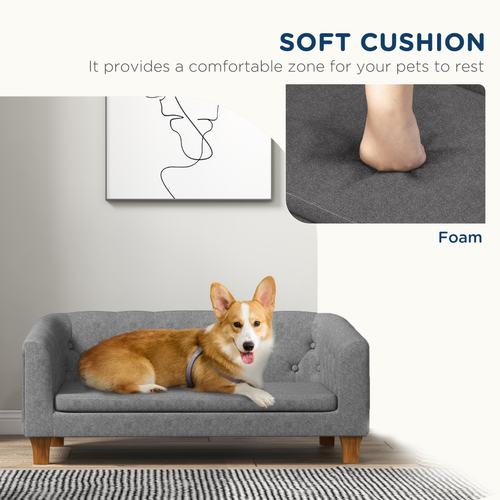 Elevated Dog Sofa Bed – Cozy Couch for Small to Medium Dogs, Stylish Grey