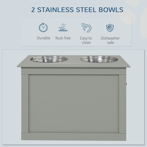 Elevated Dog Bowl Set with Storage - Stylish Grey, Perfect for Large Breeds!