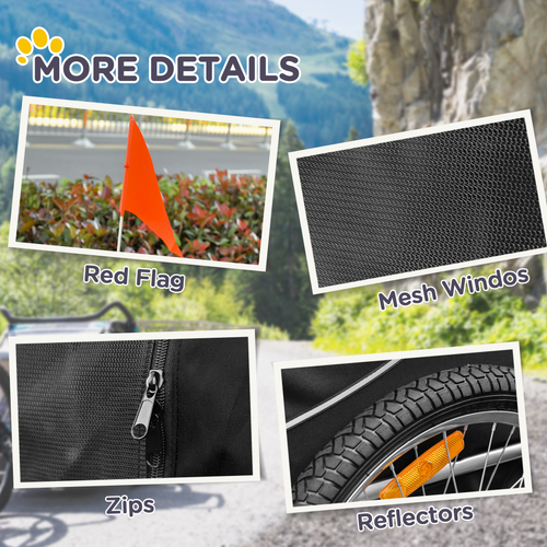 Adventure Pet Bike Trailer - Durable, Water-Resistant, Spacious & Safe
