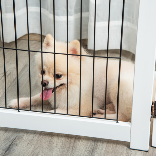 Stylish Freestanding Folding Pet Gate - 4 Panel Dog Barrier for Home Safety
