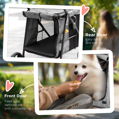PawHut Grey Foldable Pet Stroller - Ultimate Comfort & Convenience for Small Pets!