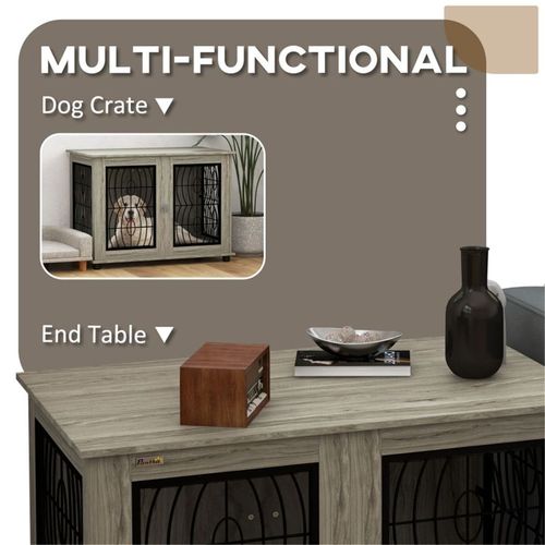 Chic Dog Crate & Side Table: Stylish Comfort for Your Large Pup