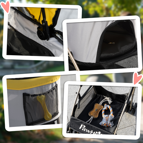 Versatile PawHut 3-in-1 Pet Stroller: Travel, Carry, and Car Seat - Yellow