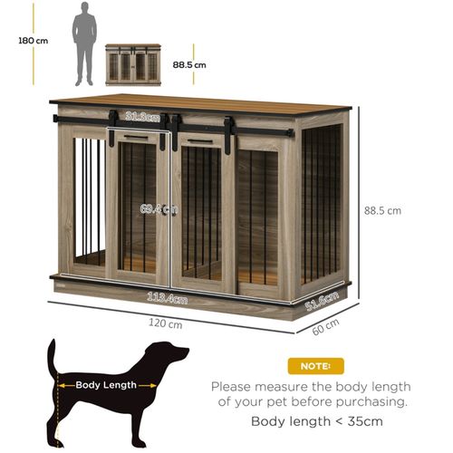 Versatile Dog Crate & Room Divider with Oak Finish and Lockable Doors