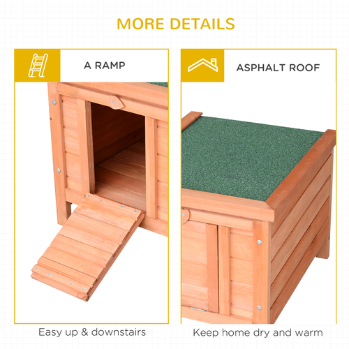 Cozy Wooden Rabbit Hutch: Secure Haven for Bunnies & Guinea Pigs