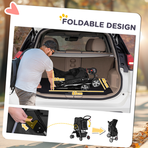 Deluxe Foldable Pet Stroller: Stylish & Practical Travel for Dogs and Cats