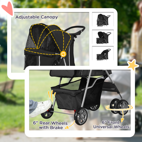 Deluxe Foldable Pet Stroller: Stylish & Practical Travel for Dogs and Cats