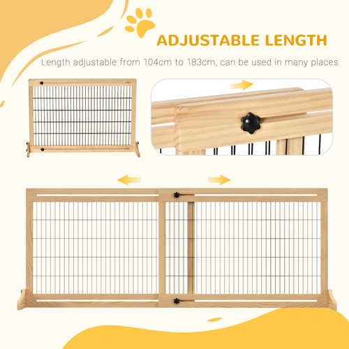 Freestanding Adjustable Wooden Pet Gate - Perfect Dog Barrier for Doorways