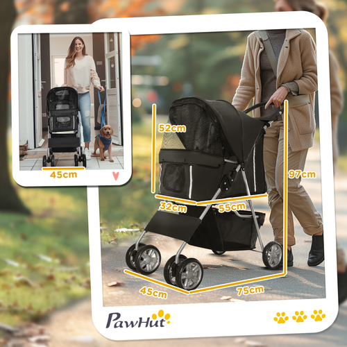 Deluxe Foldable Pet Stroller: Stylish & Practical Travel for Dogs and Cats