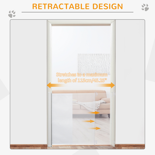 PawHut Retractable Pet Safety Gate - Secure, Versatile Barrier for Home