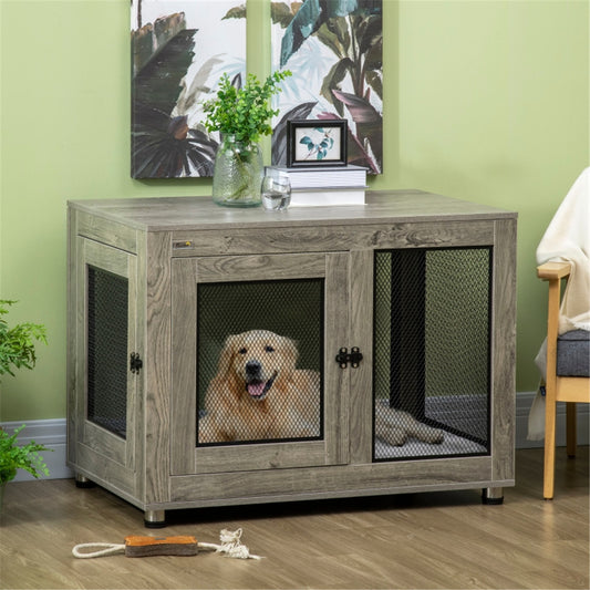 Versatile Dog Crate & Nightstand Combo with Soft Cushion and Ventilated Design