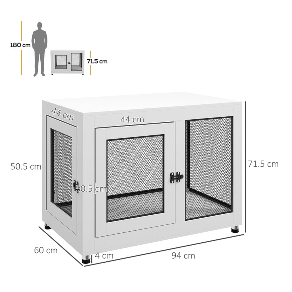 Stylish Dual-Function Dog Crate & Nightstand with Soft Cushion - Large Pets