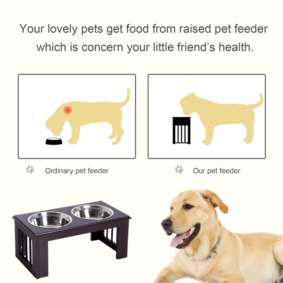 Ergonomic Raised Dog Feeder with Storage for Large Breeds - Durable & Stylish