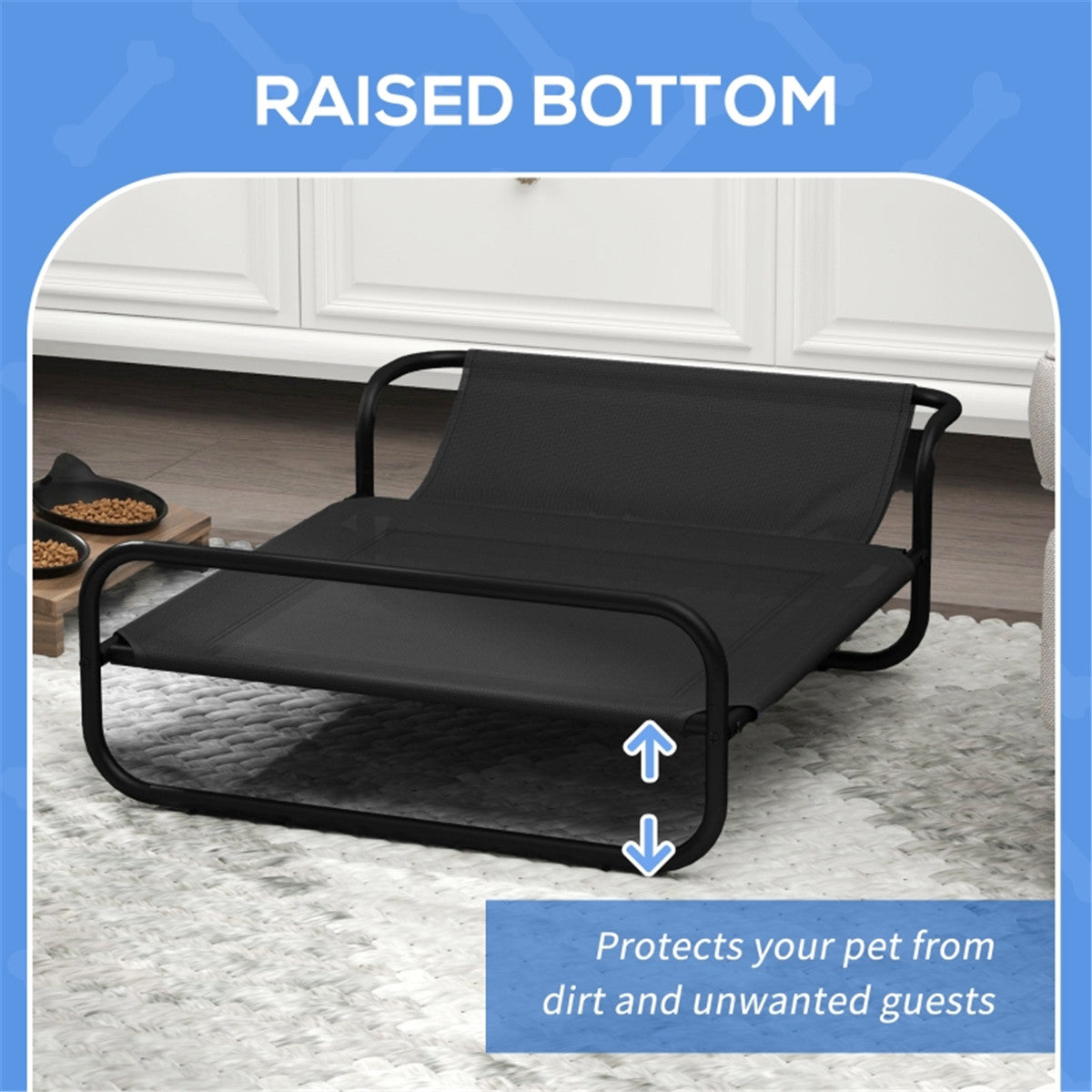 CoolComfort Raised Pet Bed with Tilting Headrest for Small Dogs
