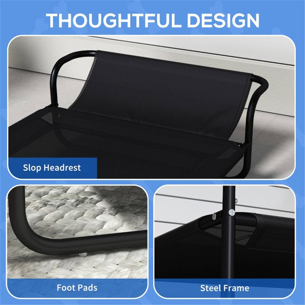 CoolComfort Raised Pet Bed with Tilting Headrest for Small Dogs