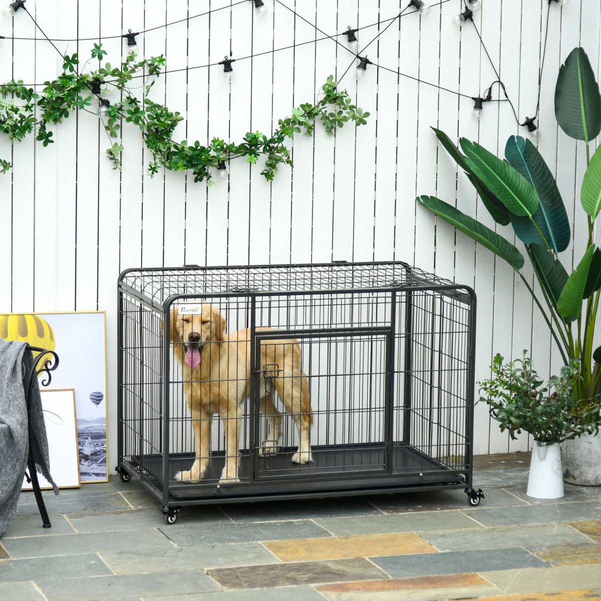 Extra Large Metal Dog Cage with Locking Door & Wheels – Ultimate Pet Safety!