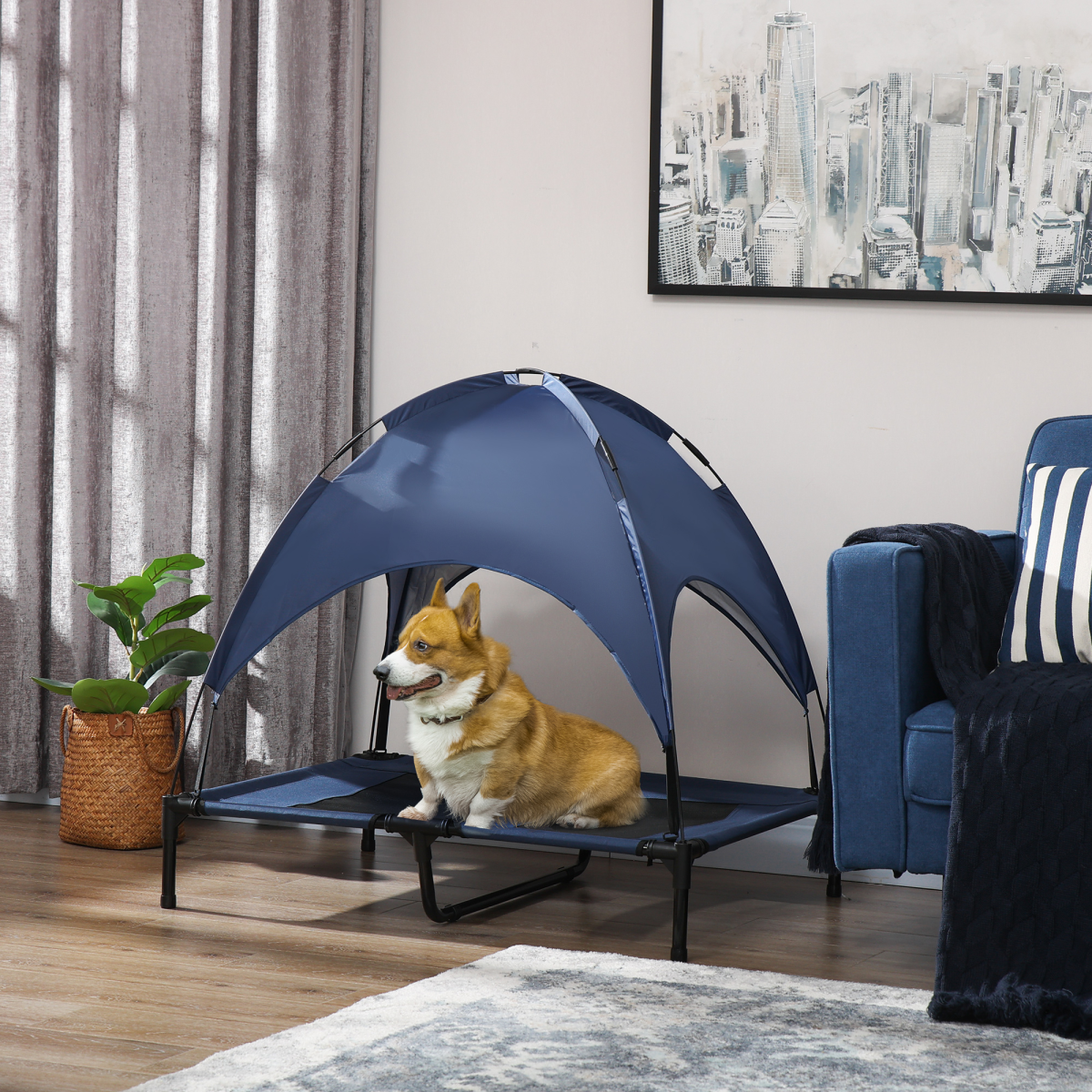 Cool Comfort Elevated Dog Bed with Canopy - PawHut Pet Cot for Ultimate Relaxation