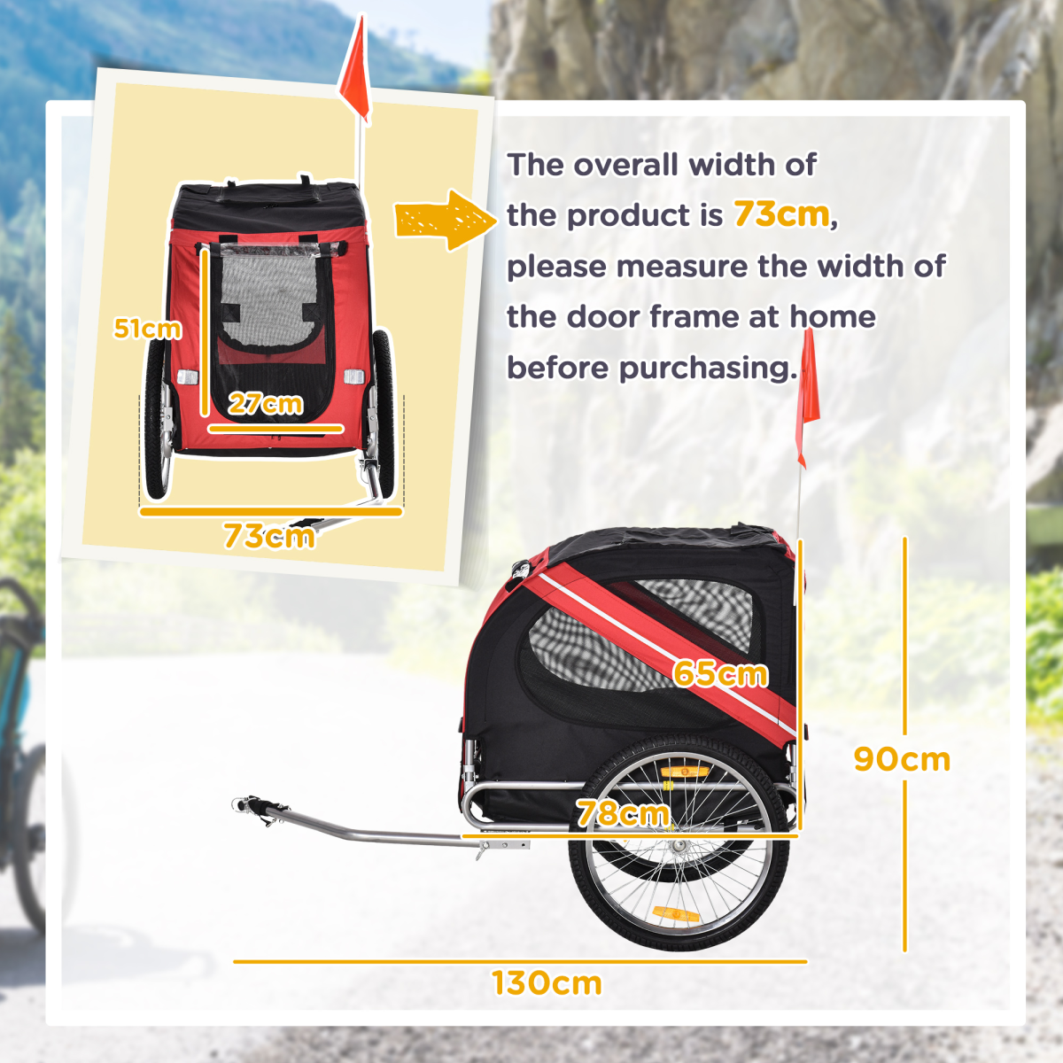 Adventure Pet Bicycle Trailer - Water-Resistant Dog & Cat Carrier on Wheels