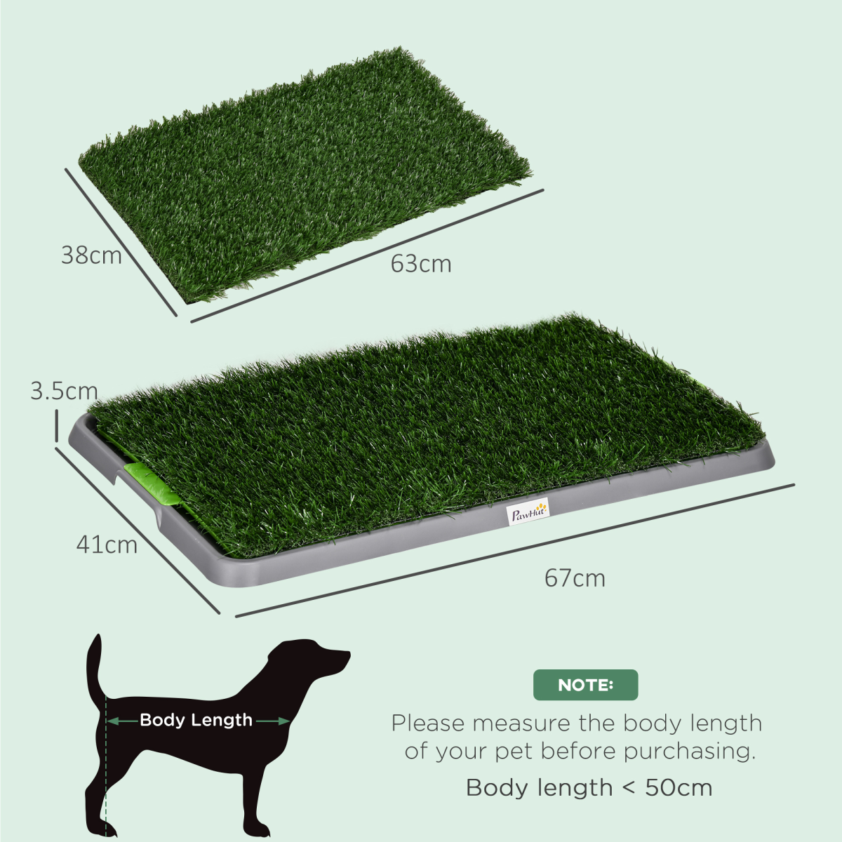 PawHut Dog Potty Grass Pad Set - Easy Clean, Indoor/Outdoor Use, 67x41cm