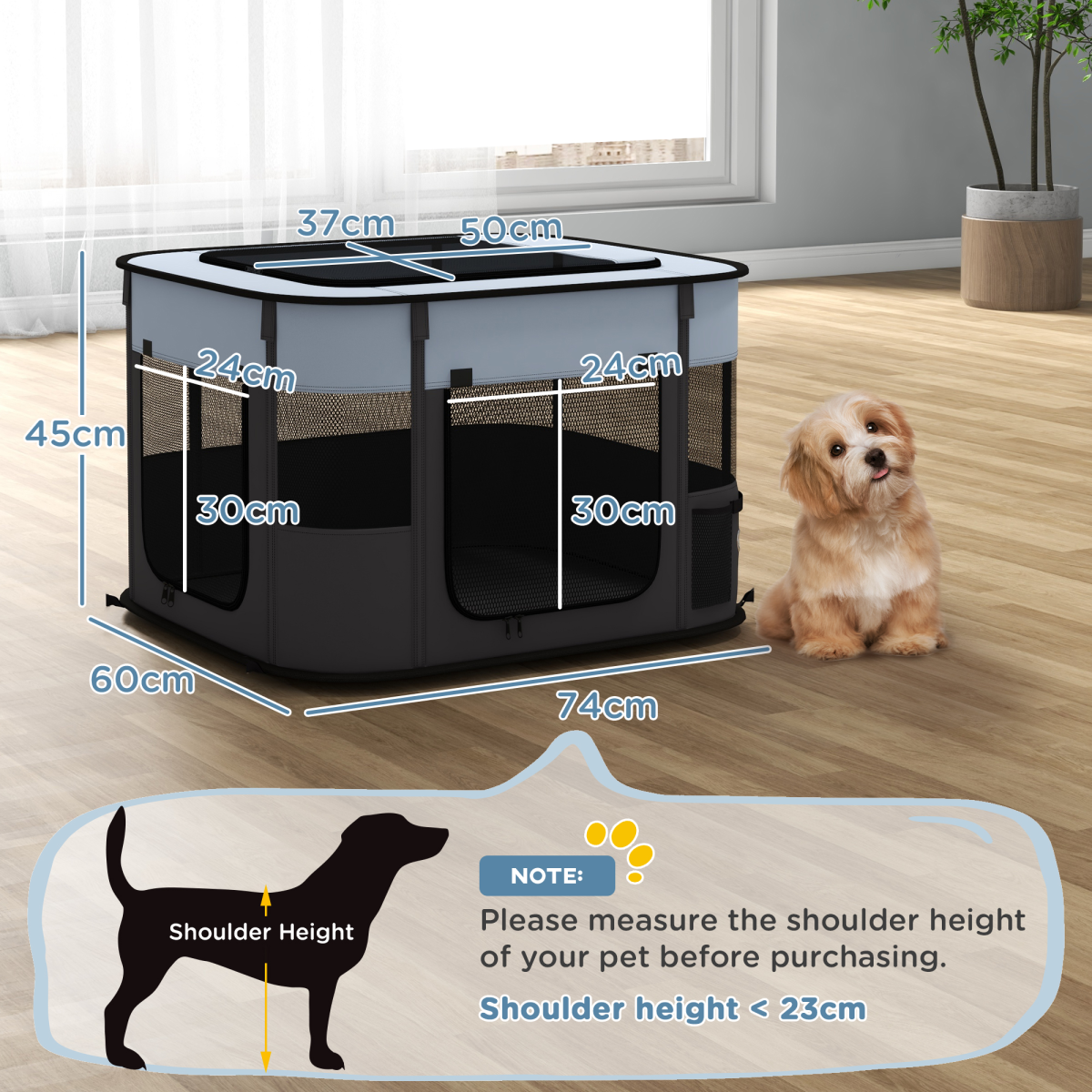 PawHut Portable Pet Playpen - Versatile Fence for Puppies, Rabbits, and Kittens
