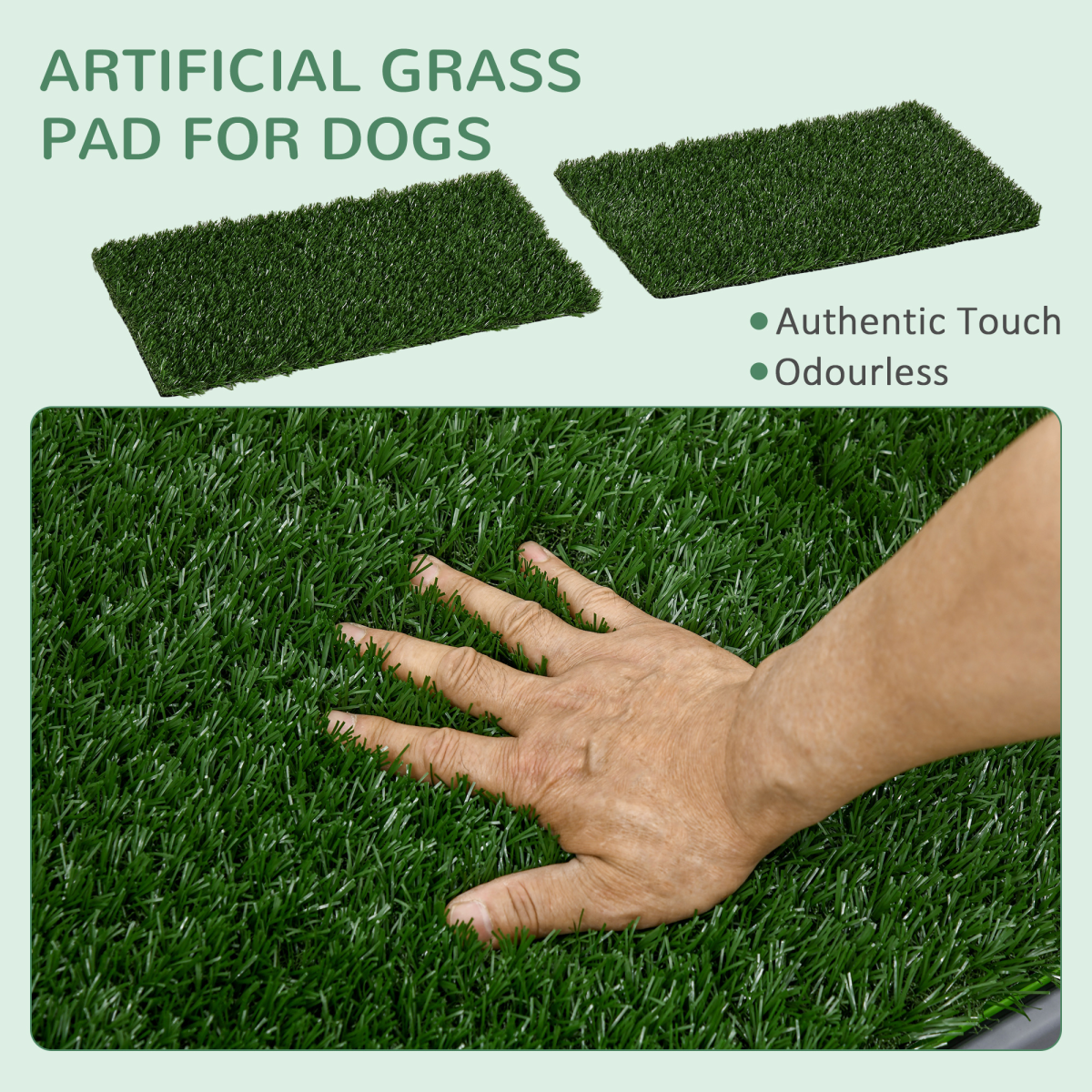 PawHut Dog Potty Grass Pad Set - Easy Clean, Indoor/Outdoor Use, 67x41cm