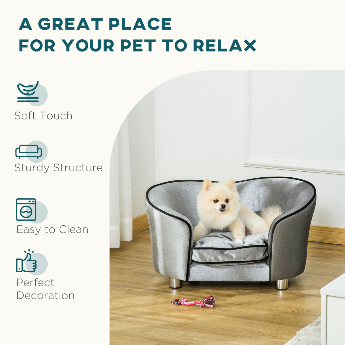 Stylish Pet Sofa & Lounge Bed with Storage Pocket - Ultimate Comfort for Pups!