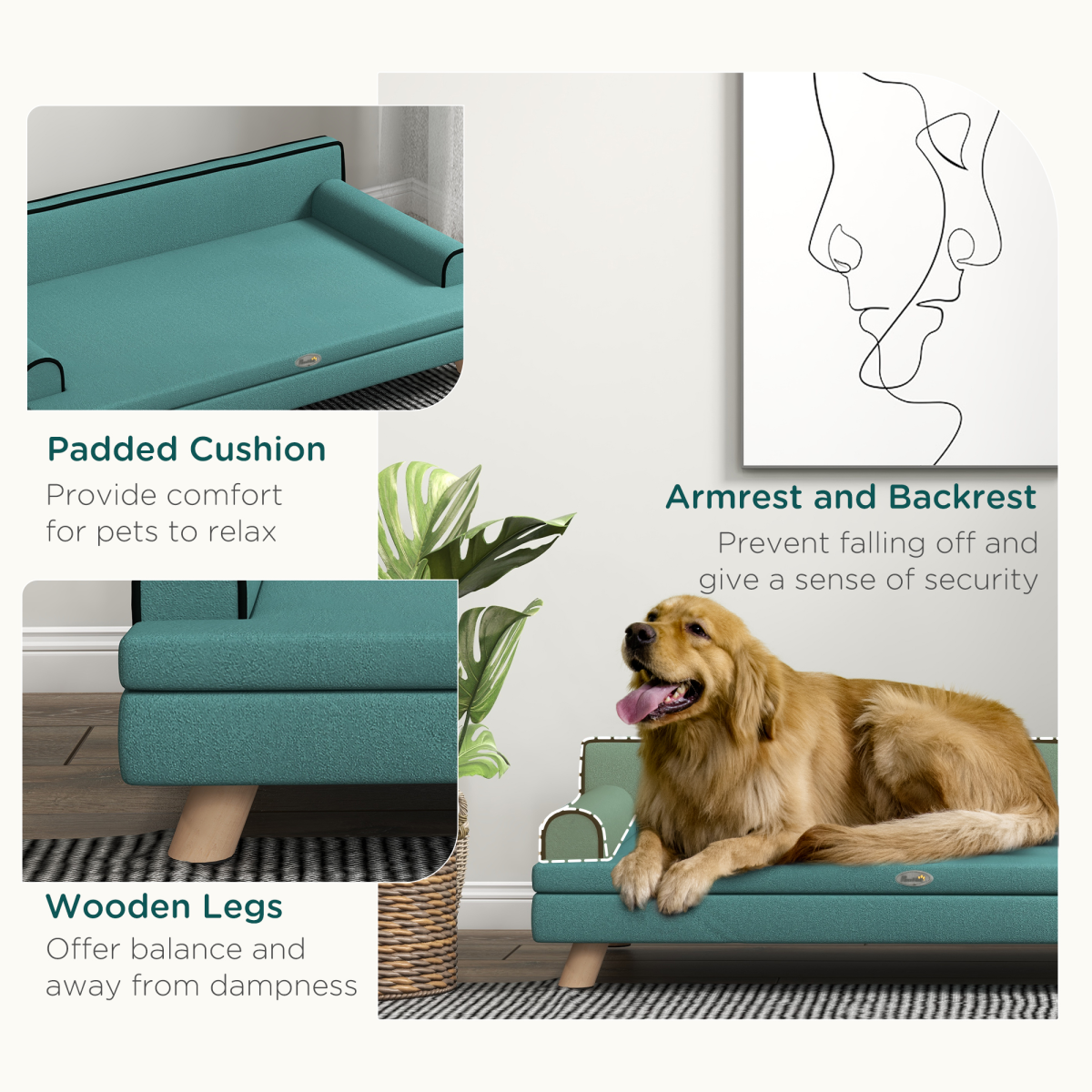 PawHut Premium Dog Sofa - Cozy & Water-Resistant for Medium to Large Dogs