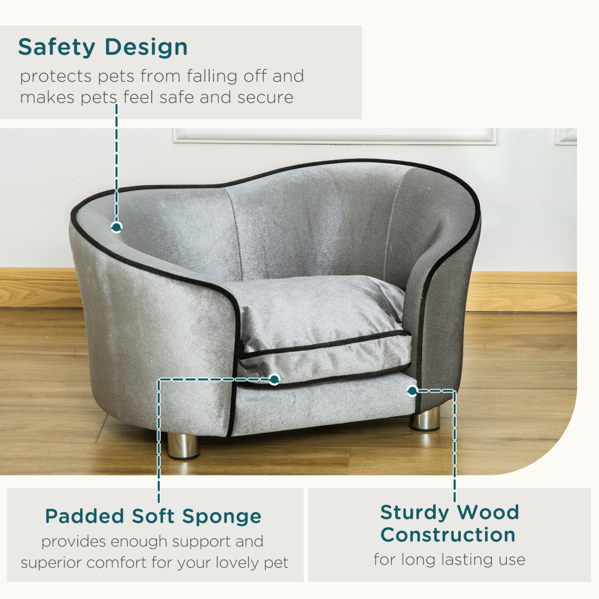 Stylish Pet Sofa & Lounge Bed with Storage Pocket - Ultimate Comfort for Pups!