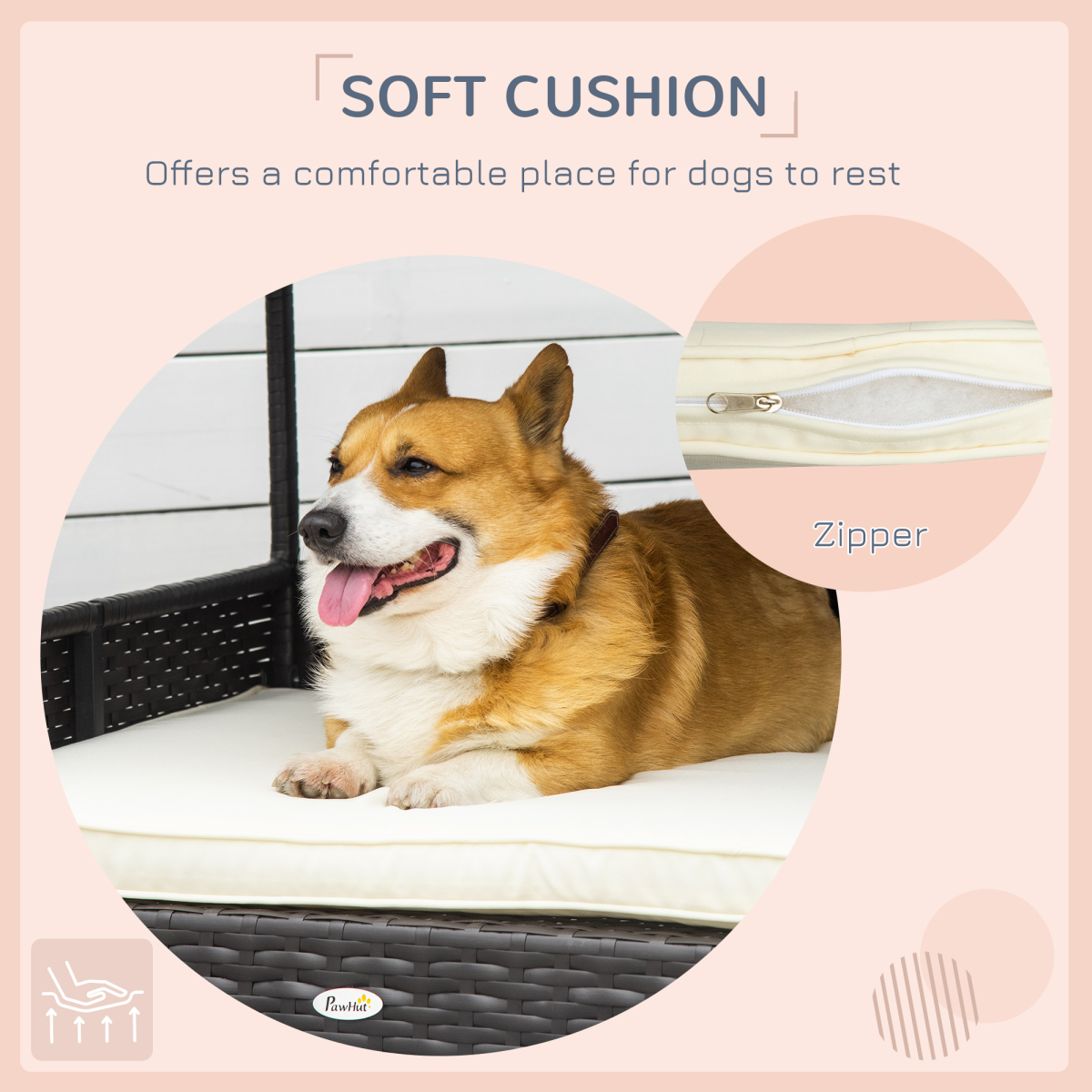 PawHut Cozy Wicker Pet Bed: Stylish Canopy Dog House with Soft Cushion