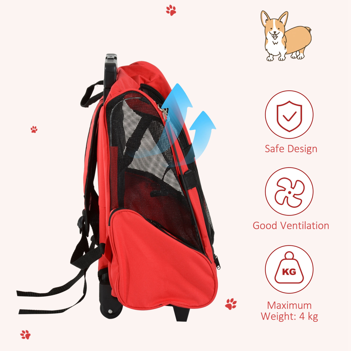 Versatile Pet Travel Backpack: Trolley-Style Carrier for Cats & Dogs