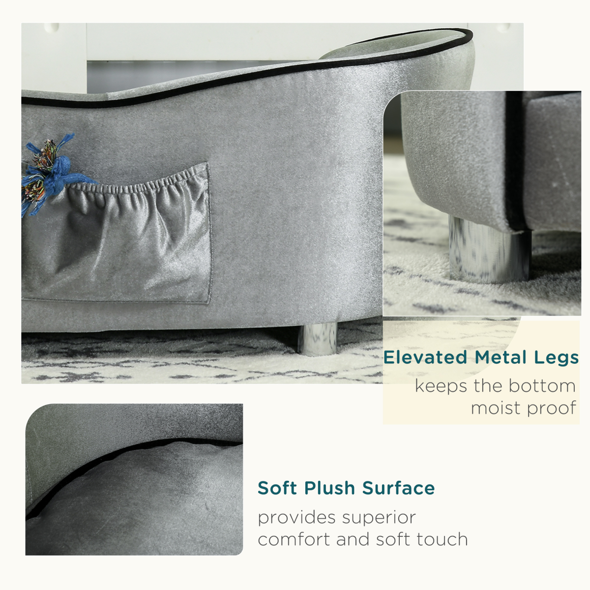 Stylish Pet Sofa & Lounge Bed with Storage Pocket - Ultimate Comfort for Pups!