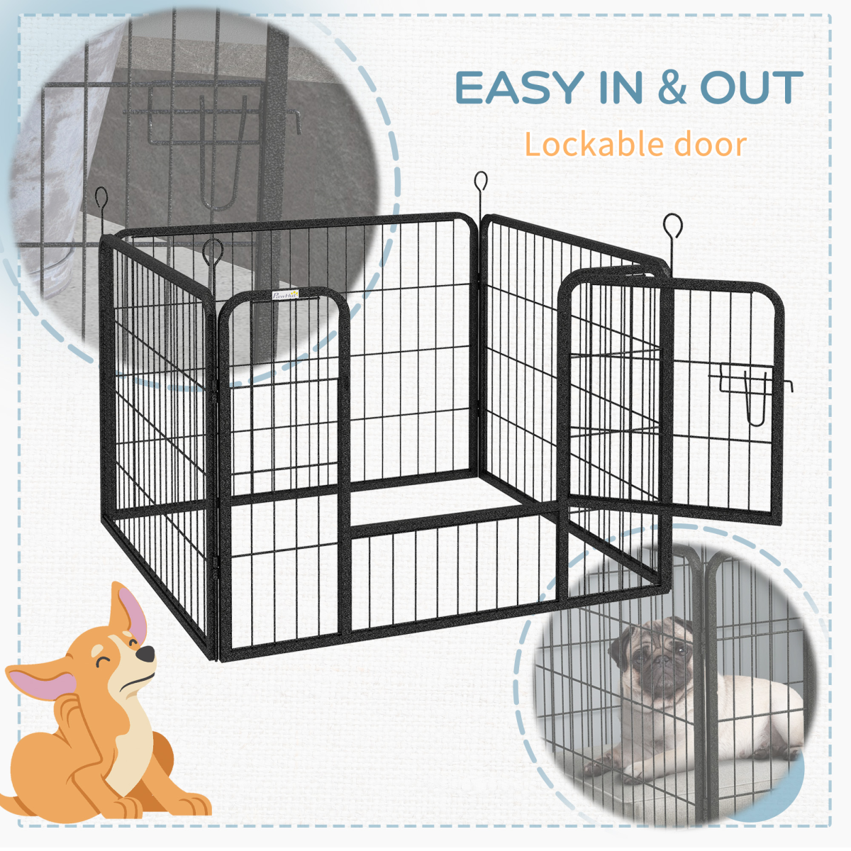 Ultimate Metal Pet Playpen: Secure Indoor/Outdoor Kennel with Lockable Door