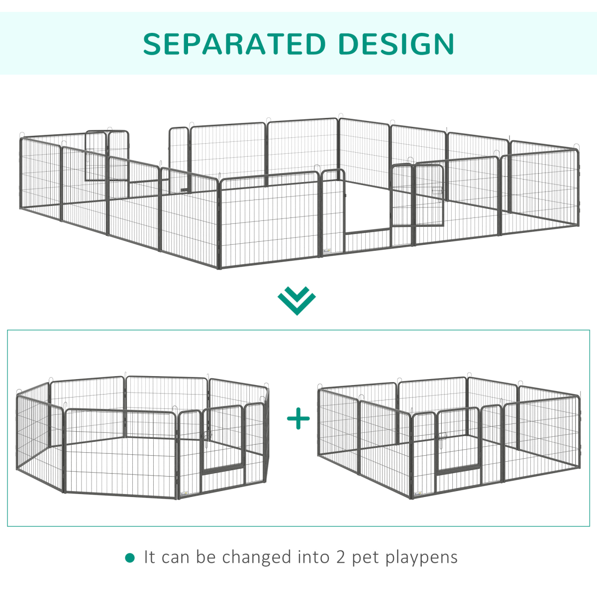 Flexible 16-Panel Heavy Duty Dog Playpen with Dual Doors - Safe & Spacious
