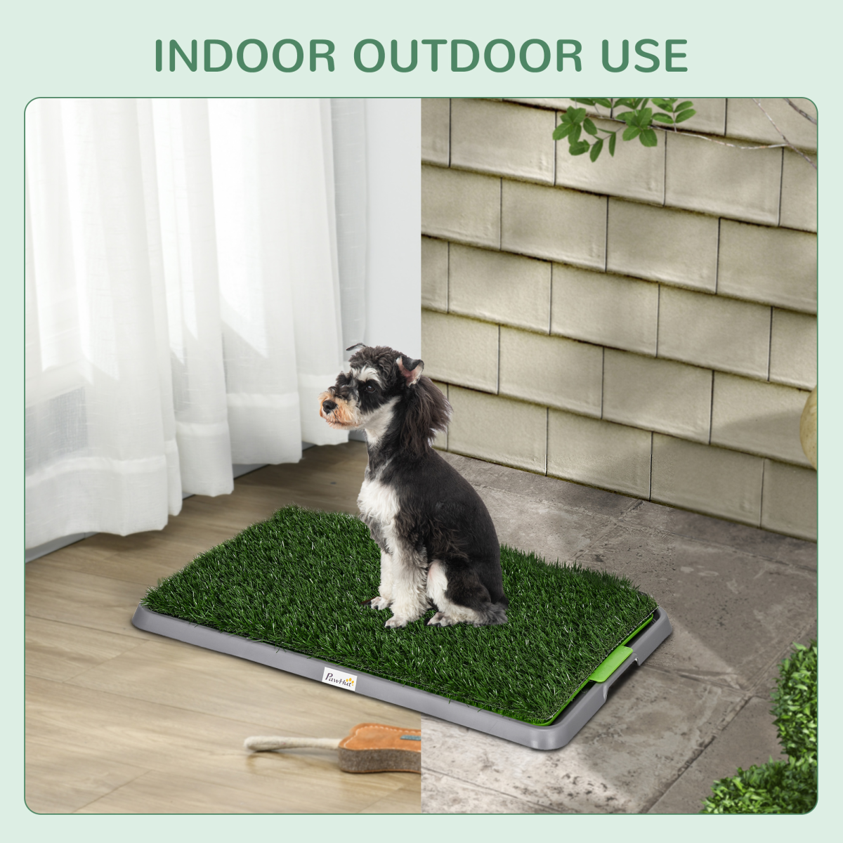 PawHut Dog Potty Grass Pad Set - Easy Clean, Indoor/Outdoor Use, 67x41cm