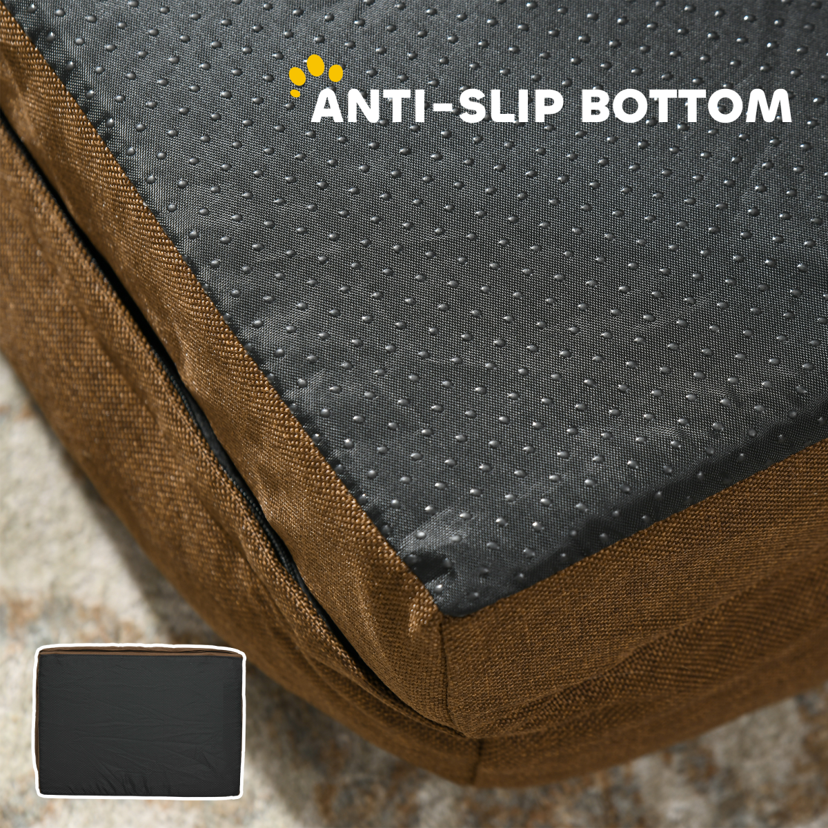 PawHut Calming Luxury Dog Bed - Plush Brown Mattress for Large Dogs & Cats