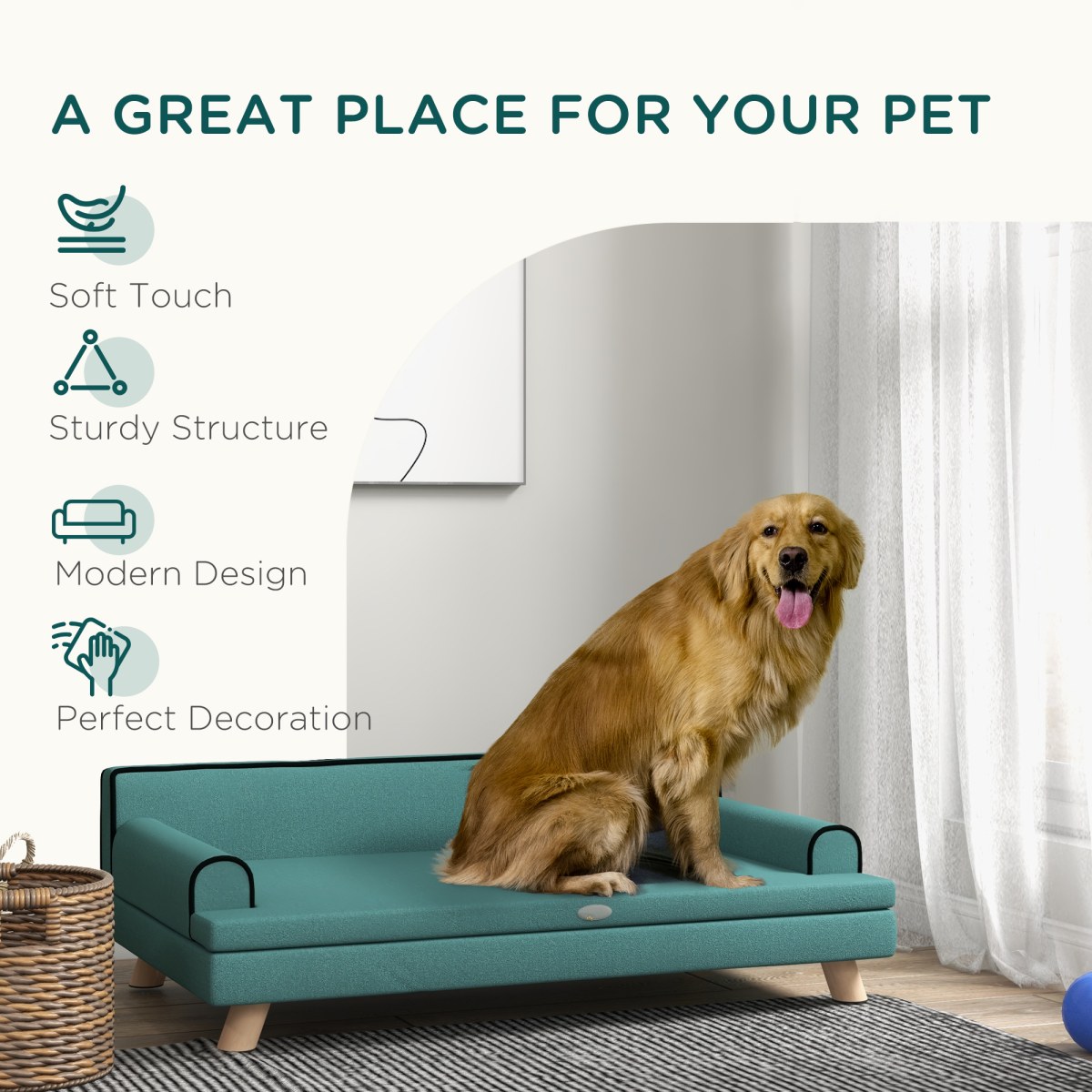PawHut Premium Dog Sofa - Cozy & Water-Resistant for Medium to Large Dogs