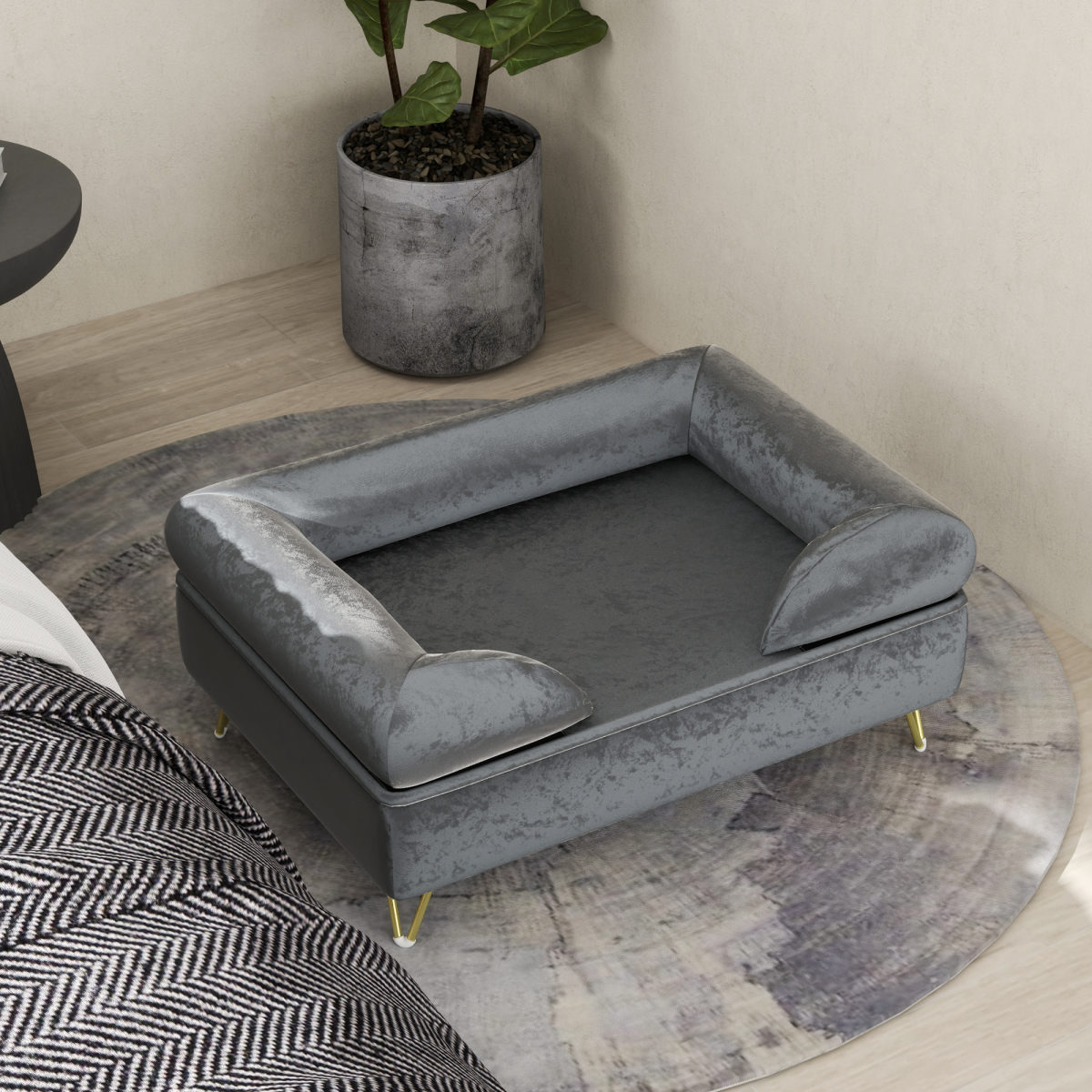 PawHut Deluxe Dog Sofa with Washable Cover & Removable Cushion - Grey