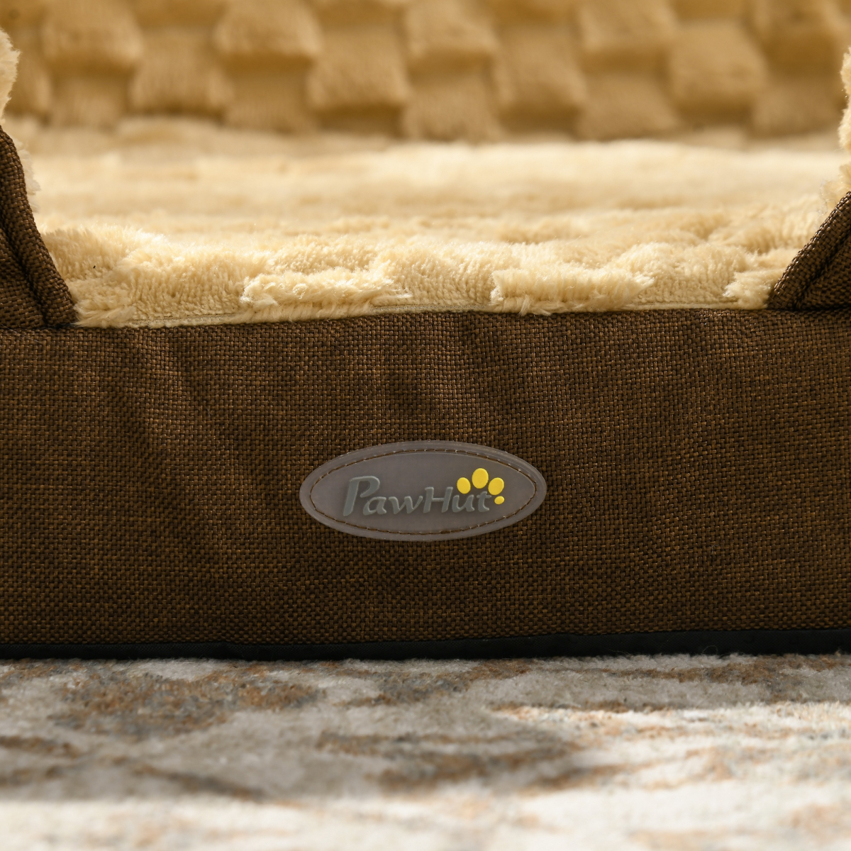 PawHut Calming Luxury Dog Bed - Plush Brown Mattress for Large Dogs & Cats