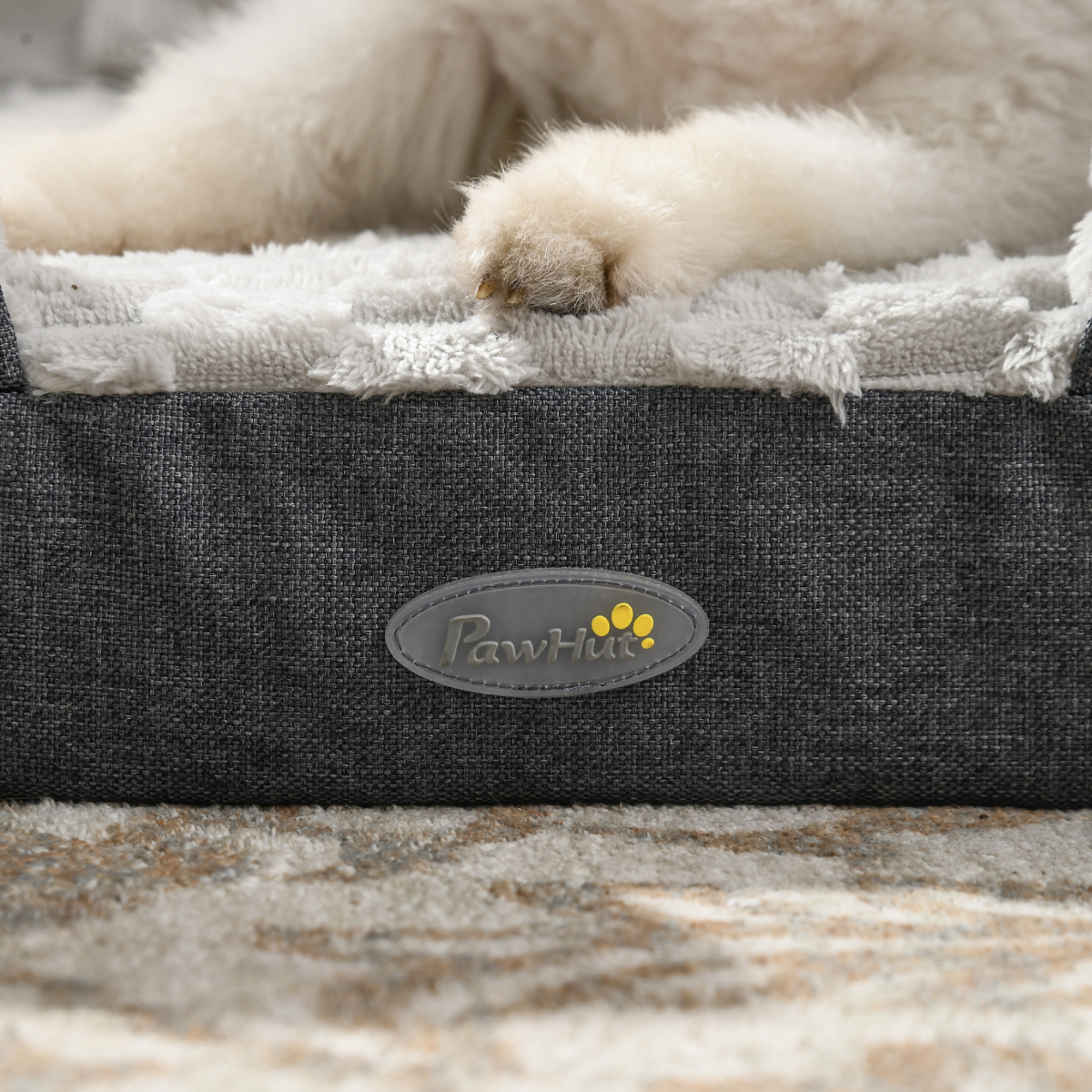PawHut Calming Dog Bed for Large Dogs - Plush Velvet Mattress in Charcoal Grey