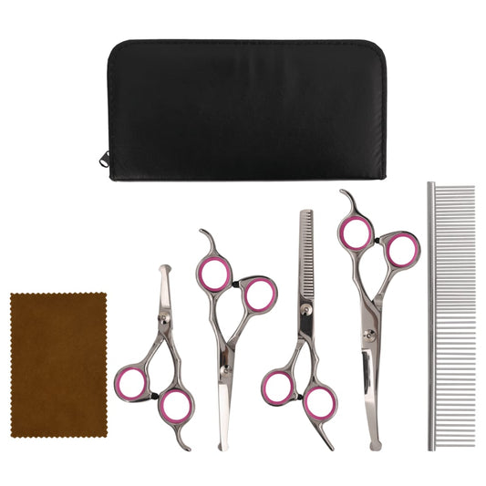 vidaXL 5-Piece Dog Grooming Scissors Set Stainless Steel Ergonomic Design