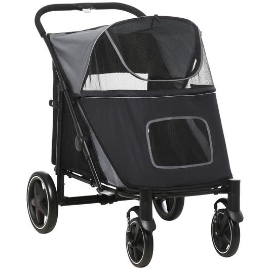 SmoothRide PawHut Dog Stroller: Foldable Carriage with Shock Absorbers & Wheels