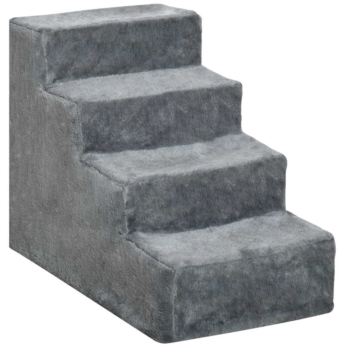 Light Grey Portable Dog Stairs with Washable Plush Cover – Perfect for High Beds!