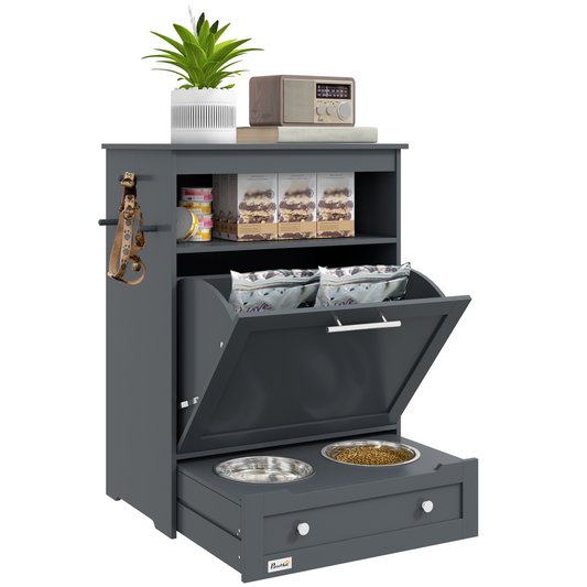 PawHut Pet Feeder Station: All-in-One Food Storage & Feeding Cabinet