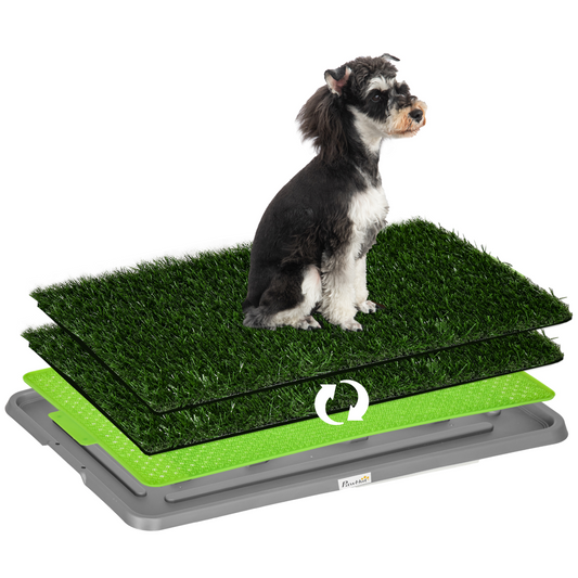 PawHut Dog Potty Grass Pad Set - Easy Clean, Indoor/Outdoor Use, 67x41cm