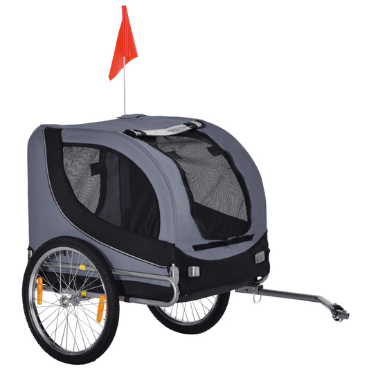PawHut Steel Grey Pet Bicycle Trailer: Stylish, Spacious & Weather Resistant!